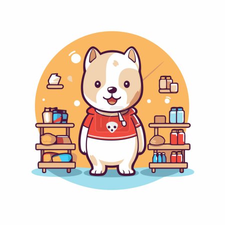 Illustration for Cute hamster in the shop. Vector illustration in cartoon style. - Royalty Free Image