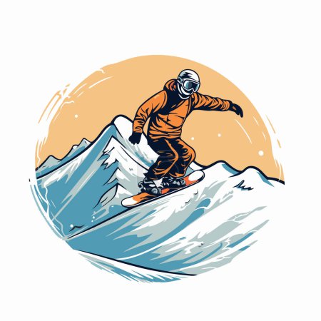 Téléchargez les illustrations : Snowboarder en action. sport extrême. Illustration vectorielle. - en licence libre de droit