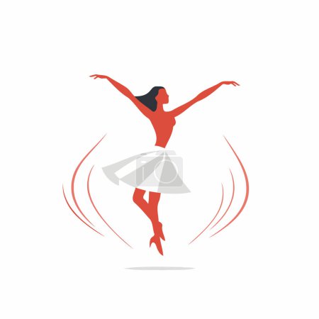 Téléchargez les illustrations : Modèle de conception de logo vectoriel danseur de ballet. Silhouette ballerine. - en licence libre de droit