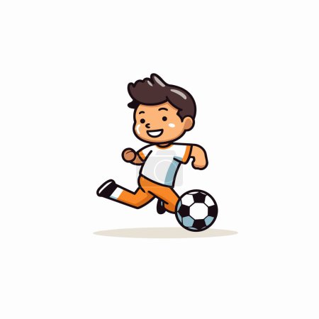 Ilustración de Caricaturista jugando al fútbol. Ilustración vectorial aislada sobre fondo blanco. - Imagen libre de derechos