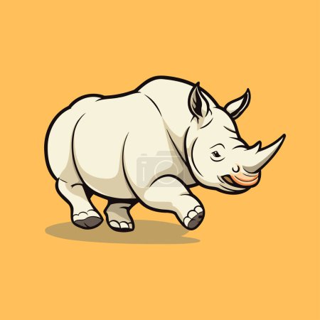 Illustration for White rhinoceros on a yellow background. Vector illustration. - Royalty Free Image