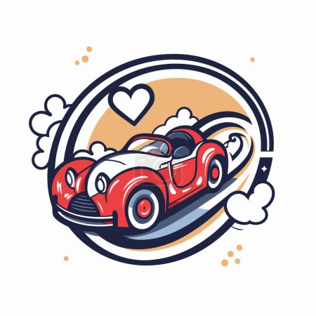 Ilustración de Logotipo vintage coche deportivo. emblema. Una placa. Ilustración vectorial. - Imagen libre de derechos
