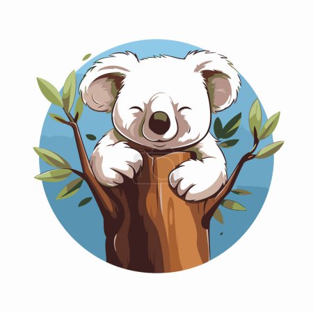 Téléchargez les illustrations : Mignon koala ours assis sur une branche d'arbre. Illustration vectorielle. - en licence libre de droit