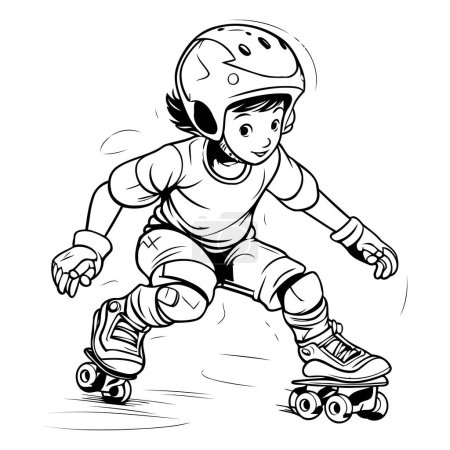 Illustration for Roller skater boy. Vector illustration ready for vinyl cutting. - Royalty Free Image