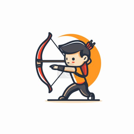 Cupid with bow and arrow icon. Flat design vector illustration.