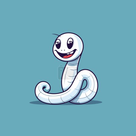 Cute cartoon snake on a blue background. Vector illustration. flat design