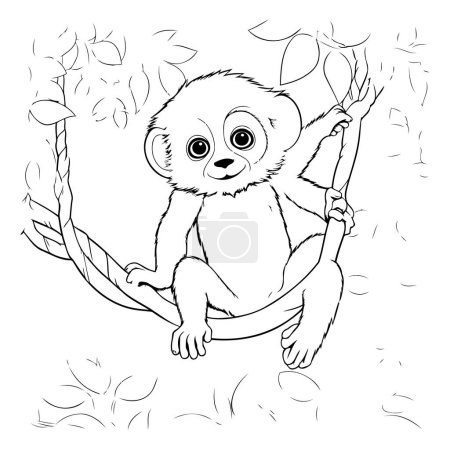Ilustración de Libro para colorear para niños: lindo koala sentado en la rama del árbol. - Imagen libre de derechos