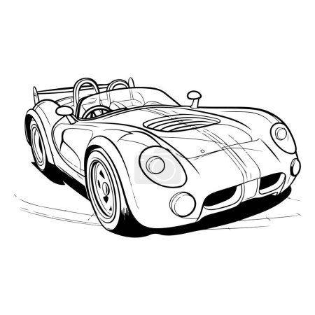 Illustration for Vintage sports car on a white background. Hand drawn vector illustration - Royalty Free Image