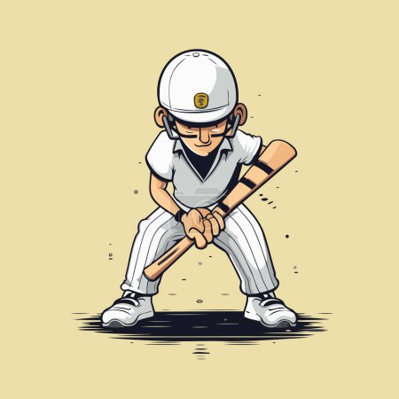 Téléchargez les illustrations : Baseball joueur action dessin animé sport vecteur conception graphique. Illustration de style rétro - en licence libre de droit