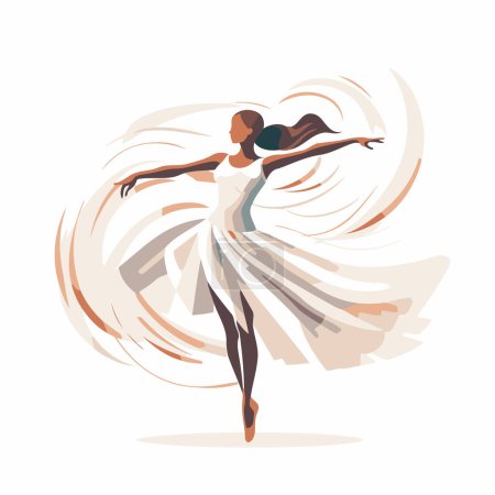 Illustration for Ballet dancer in white tutu. Vector illustration of a ballerina. - Royalty Free Image