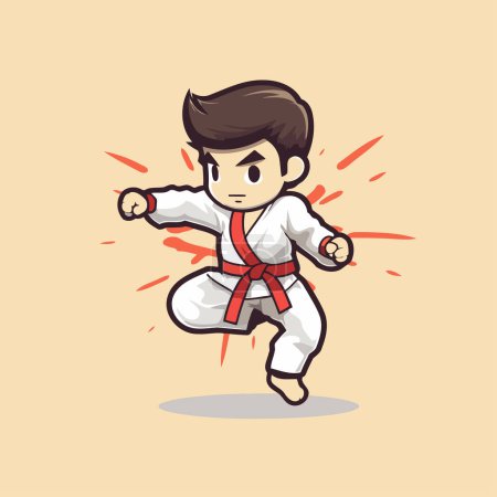 Illustration for Taekwondo Vector Illustration. Cartoon karate boy. - Royalty Free Image