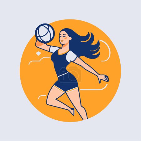 Ilustración de Jugador de voleibol. Ilustración vectorial en estilo plano. La chica juega voleibol. - Imagen libre de derechos
