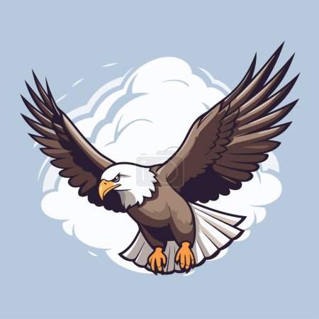 Téléchargez les illustrations : Aigle volant dans le ciel. Illustration vectorielle d'un aigle américain. - en licence libre de droit