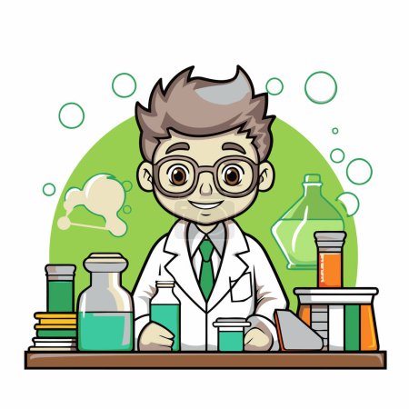 Illustration for Scientist in the laboratory. Vector illustration of a cartoon character. - Royalty Free Image