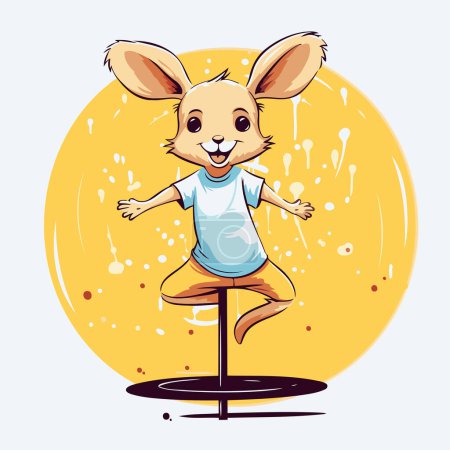 Téléchargez les illustrations : Illustration d'un mignon petit lapin assis sur un tabouret. Illustration vectorielle. - en licence libre de droit