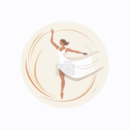Téléchargez les illustrations : Ballet ballerine en robe blanche. Illustration vectorielle. - en licence libre de droit