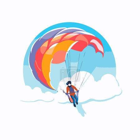 Ilustración de Paracaidista volando en el cielo. Ilustración de vector de estilo plano. - Imagen libre de derechos
