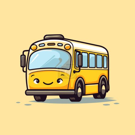 Ilustración de Ilustración del vector del autobús escolar. Lindo personaje de autobús de dibujos animados aislado sobre fondo amarillo. - Imagen libre de derechos