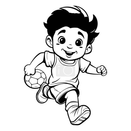 Illustration for Vector illustration of a boy playing soccer isolated on a white background. - Royalty Free Image