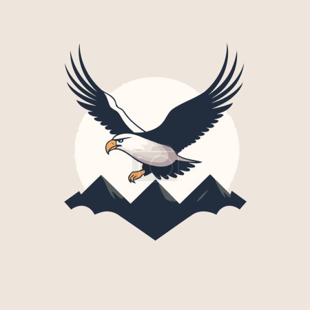 Illustration for Eagle flying in the sky. Eagle in the mountains. Vector illustration - Royalty Free Image