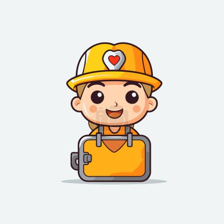 Illustration for Cute Kid Worker Mascot Character Design Vector Illustration. - Royalty Free Image
