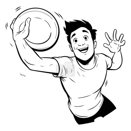 Ilustración de Jugador de voleibol. Ilustración vectorial en blanco y negro para colorear libro. - Imagen libre de derechos