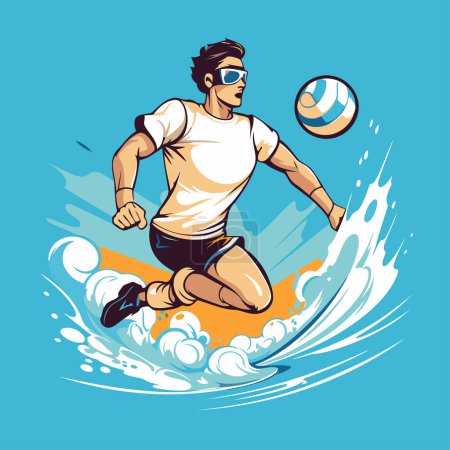 Illustration for Water polo player vector illustration. Water polo player in action. - Royalty Free Image