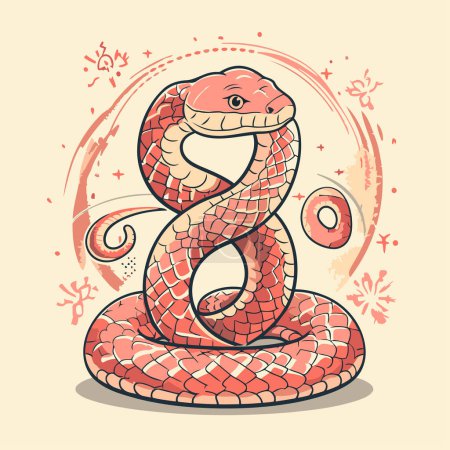 Cute hand drawn vector illustration of snake. Isolated on white background.