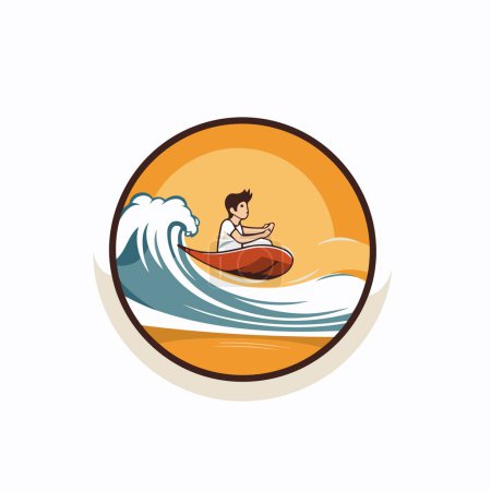 Illustration for Surfer icon design template. Water sport icon. Vector illustration. - Royalty Free Image