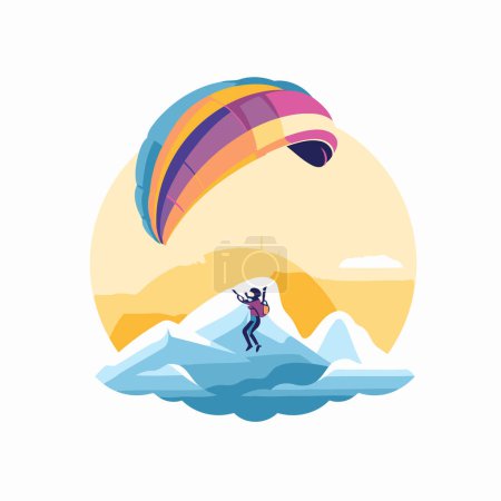 Illustration for Paraglider on the background of the mountains. Vector illustration - Royalty Free Image