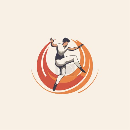 Téléchargez les illustrations : Modèle de conception de logo Kung fu. Illustration vectorielle du combattant kung fu. - en licence libre de droit