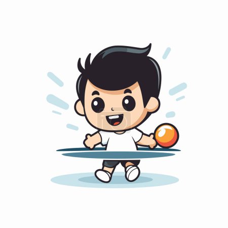 Illustration for Cute boy playing table tennis isolated on white background. Vector illustration. - Royalty Free Image