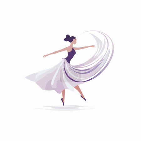 Téléchargez les illustrations : Ballerine en robe blanche. Illustration vectorielle dans un style plat. - en licence libre de droit