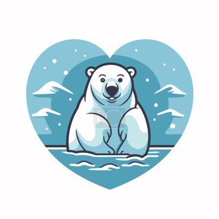 Illustration for Polar bear in the form of a heart. Vector illustration. - Royalty Free Image
