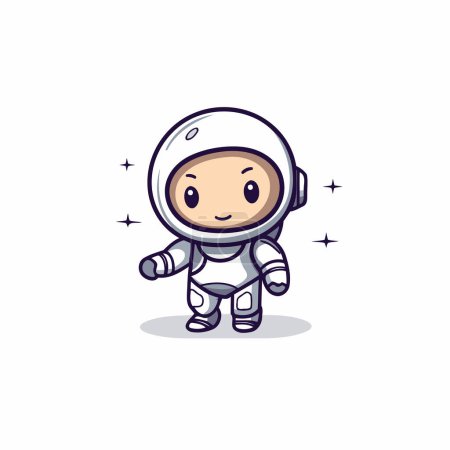 Illustration for Cute astronaut with space suit. Cute cartoon vector illustration. - Royalty Free Image