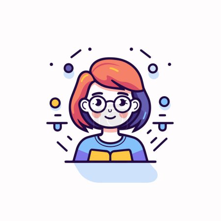 Illustration for Cute girl in eyeglasses. Vector illustration in a flat style - Royalty Free Image