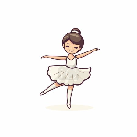 Téléchargez les illustrations : Jolie petite ballerine dans un tutu blanc. Illustration vectorielle. - en licence libre de droit