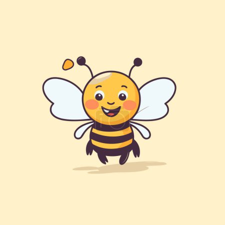 Illustration for Cute cartoon bee. Vector illustration isolated on a light background. - Royalty Free Image