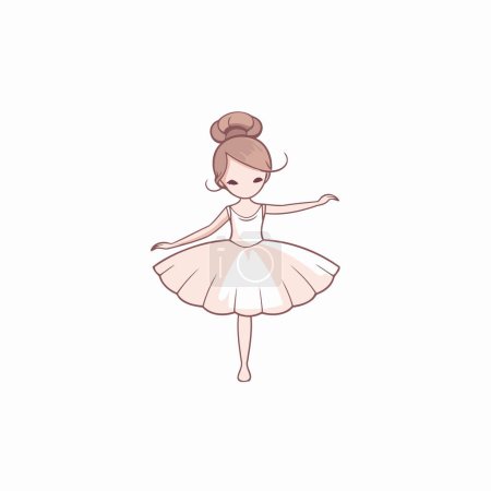 Téléchargez les illustrations : Mignonne petite ballerine en fond blanc vectoriel illustration designicon - en licence libre de droit