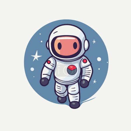 Ilustración de Astronauta en el espacio. Lindo personaje de dibujos animados. Ilustración vectorial. - Imagen libre de derechos