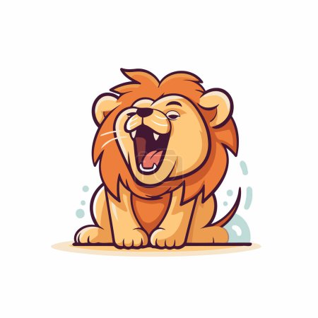 Téléchargez les illustrations : Vecteur de personnage de dessin animé Lion Illustration isolée sur fond blanc. - en licence libre de droit