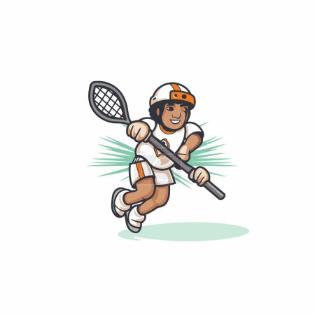 Ilustración de Jugador de Lacrosse Personaje de la mascota de dibujos animados Vector Ilustración. - Imagen libre de derechos