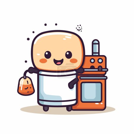 Cute kitchen character. Vector illustration. Isolated on white background.