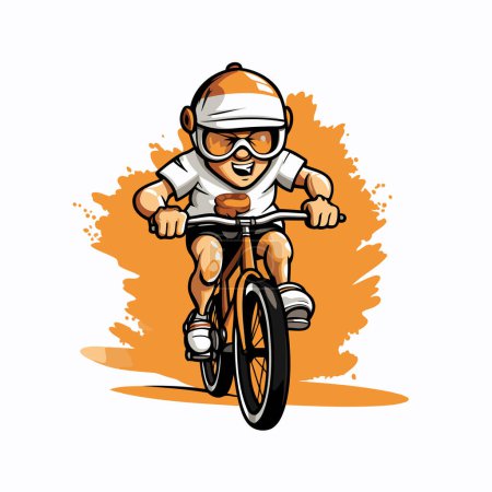 Ilustración de Ciclista con casco y gafas en la moto. Ilustración vectorial - Imagen libre de derechos