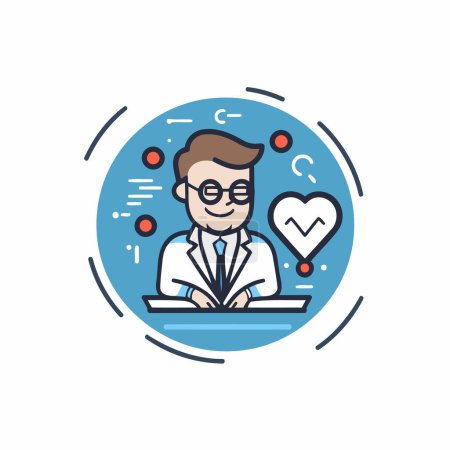 Illustration for Doctor vector line icon. Editable stroke. Flat style design. - Royalty Free Image