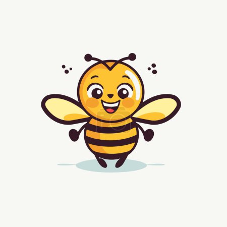 Téléchargez les illustrations : Mignon personnage d'abeille de dessin animé. Illustration vectorielle isolée sur fond blanc. - en licence libre de droit