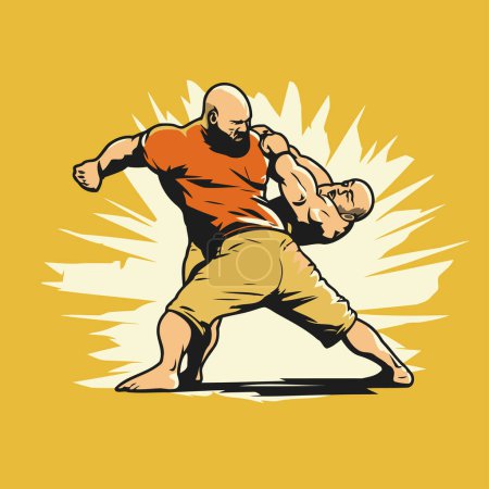 Illustration for Karate kick. Martial arts fighter. Vector illustration of a karate kick. - Royalty Free Image