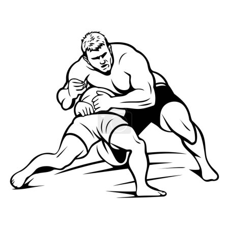 Ilustración de Combatiente MMA. Señora luchadora. Ilustración vectorial Mma fighter - Imagen libre de derechos