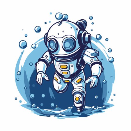 Illustration for Astronaut in the water. Vector illustration for your design. - Royalty Free Image