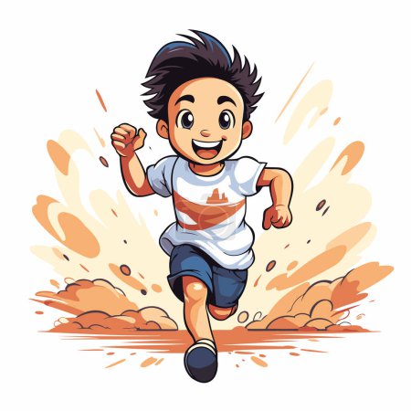 Illustration for Running boy. Vector illustration isolated on white background. Cartoon style. - Royalty Free Image